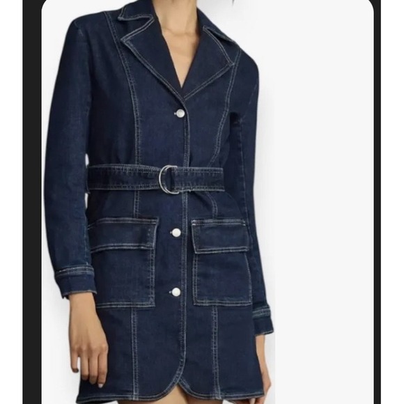 Pilcro Dresses & Skirts - Anthropologie Pilcro Belted Denim‎ Blazer Blue Denim Mini Dress Size Med NWOT